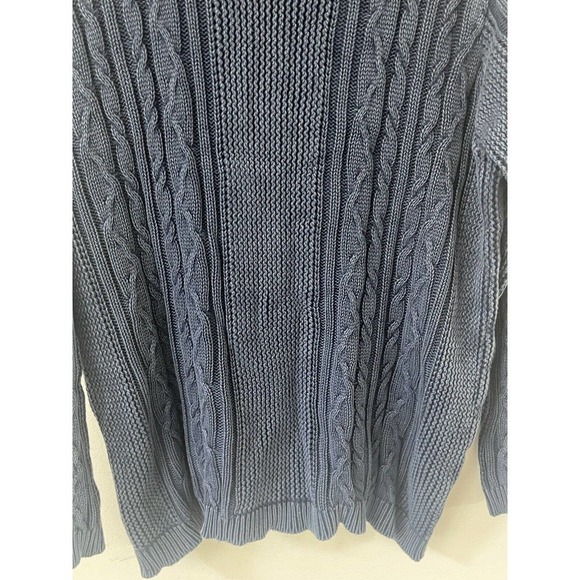 LauRie DK Size 40 Womens Blue Chunky Cable Knit Cotton Cardigan Blue Sweater - Picture 4 of 10